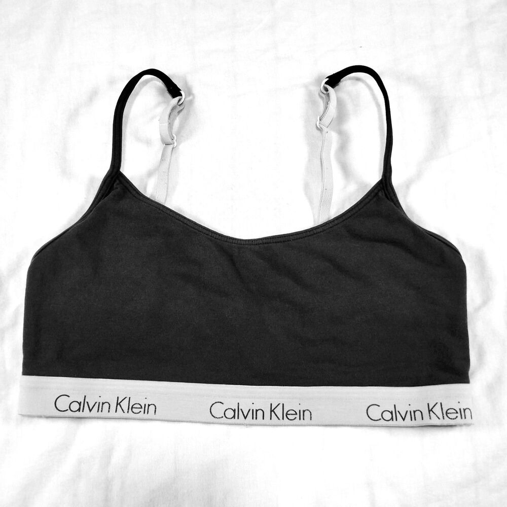 Calvin Klein Unlined Bralette Size Medium Black White